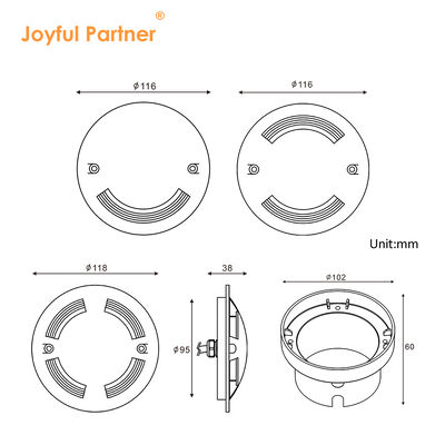 Recessed Led Underground Light 6W OSRAM SMD LED DIA116MM Stainless Steel Front Cover DC24V