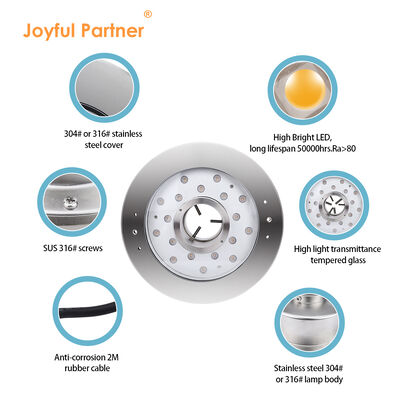 Luce per fontana a LED DMX512 Controllabile Acciaio Inox 24V RGBW Cambia Colore per Paesaggio Subacqueo