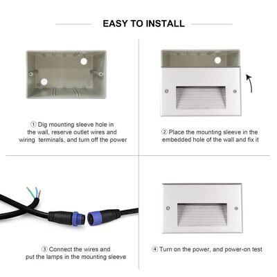 LED Recessed Wall Light SMD3528 AC100-240V Casting Aluminum Material With PVC Mounting Sleeve