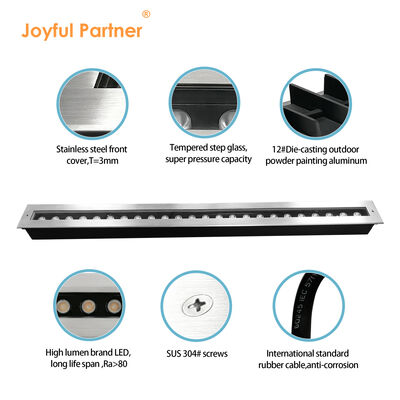 Luce lineare a LED sotterranea 12W 24W 48W DC24V 1000MM 1Meter in acciaio inossidabile316 IP67 Tipo intagliato