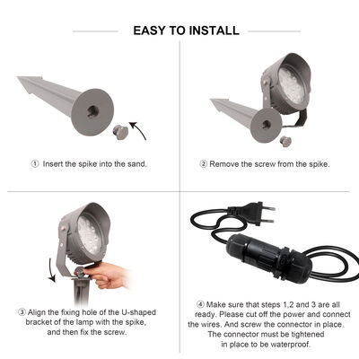 LED Garden Spot Light 12W 24W 36W Driver DMX512 DC24V RGB3in1 Nero Corpo di lampada in alluminio Alluminio per illuminazione degli alberi