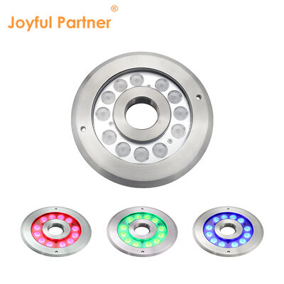Faretto LED per fontana DMX 512 a incasso IP68 12W 24W RGB in acciaio inossidabile per getto d'acqua
